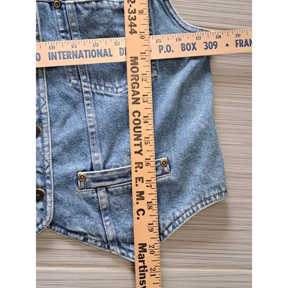 Vintage Denim Vest Liz Claiborne Womens Sleeveless Button-Front Utility  Small - Picture 10 of 10